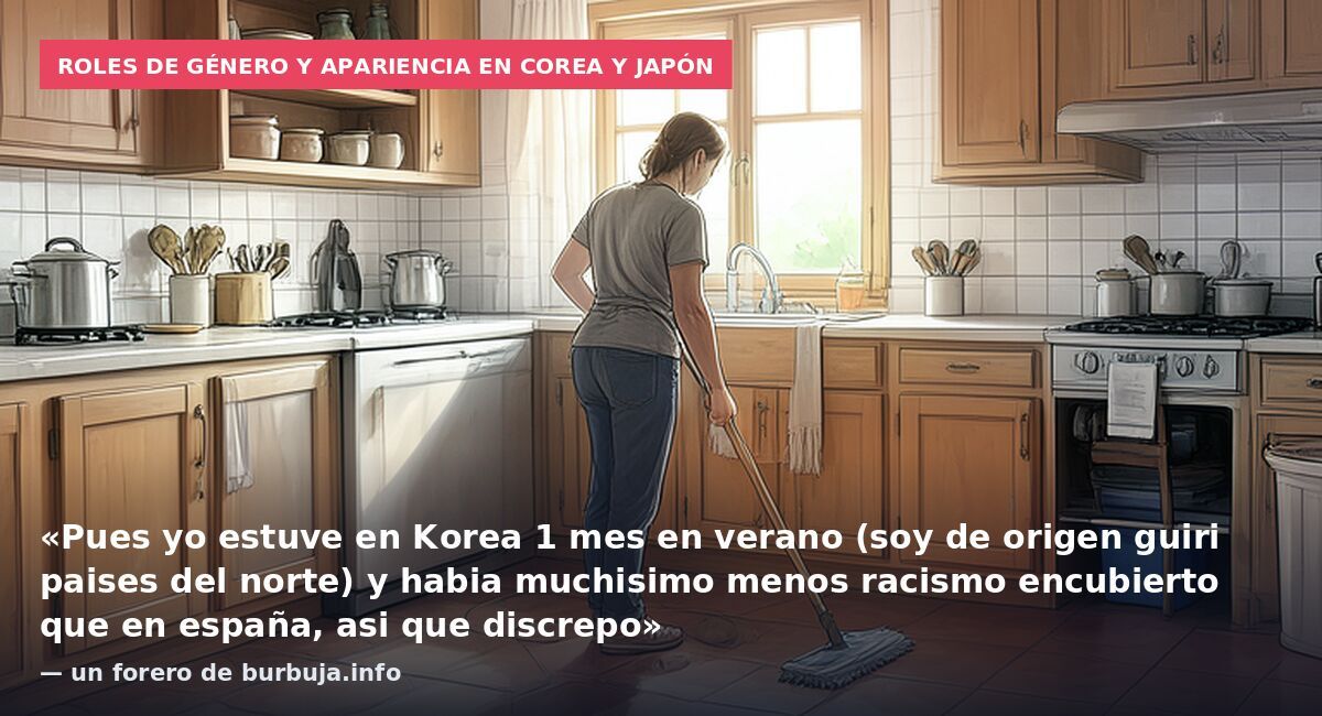 Roles de género y apariencia en Corea y Japón: «Pues yo estuve en Korea 1 mes en verano (soy de origen guiri paises del norte) y habia muchisimo menos racismo encubierto que en españa, asi que discrepo» — un forero de burbuja.info