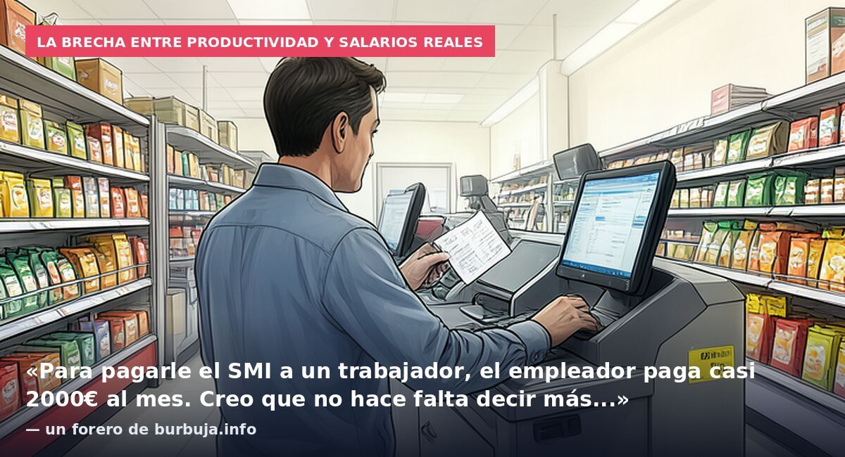 La brecha entre productividad y salarios reales: «Para pagarle el SMI a un trabajador, el empleador paga casi 2000€ al mes. Creo que no hace falta decir más...» — un forero de burbuja.info