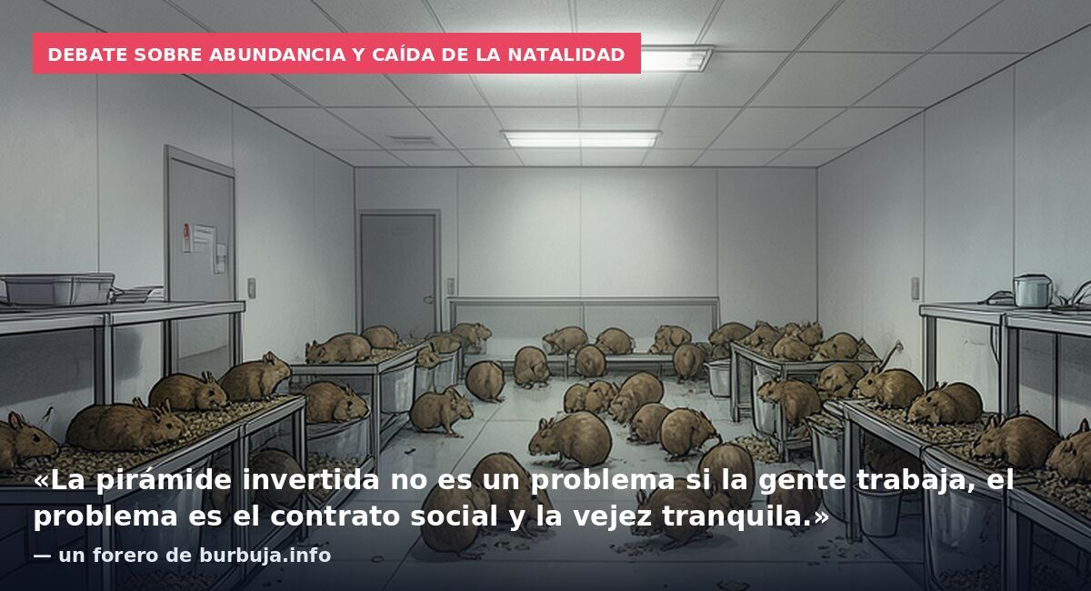 Debate sobre abundancia y caída de la natalidad: «La pirámide invertida no es un problema si la gente trabaja, el problema es el contrato social y la vejez tranquila.» — un forero de burbuja.info