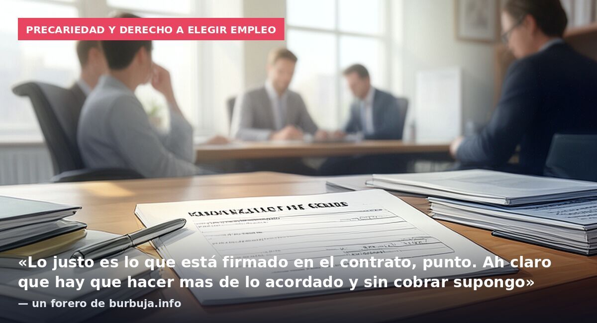 Precariedad y derecho a elegir empleo: «Lo justo es lo que está firmado en el contrato, punto. Ah claro que hay que hacer mas de lo acordado y sin cobrar supongo» — un forero de burbuja.info