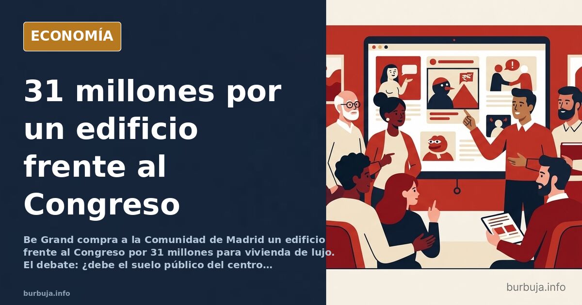 Fachada de un edificio institucional en el centro de Madrid frente al Congreso, comprado por 31 millones para vivienda de luj