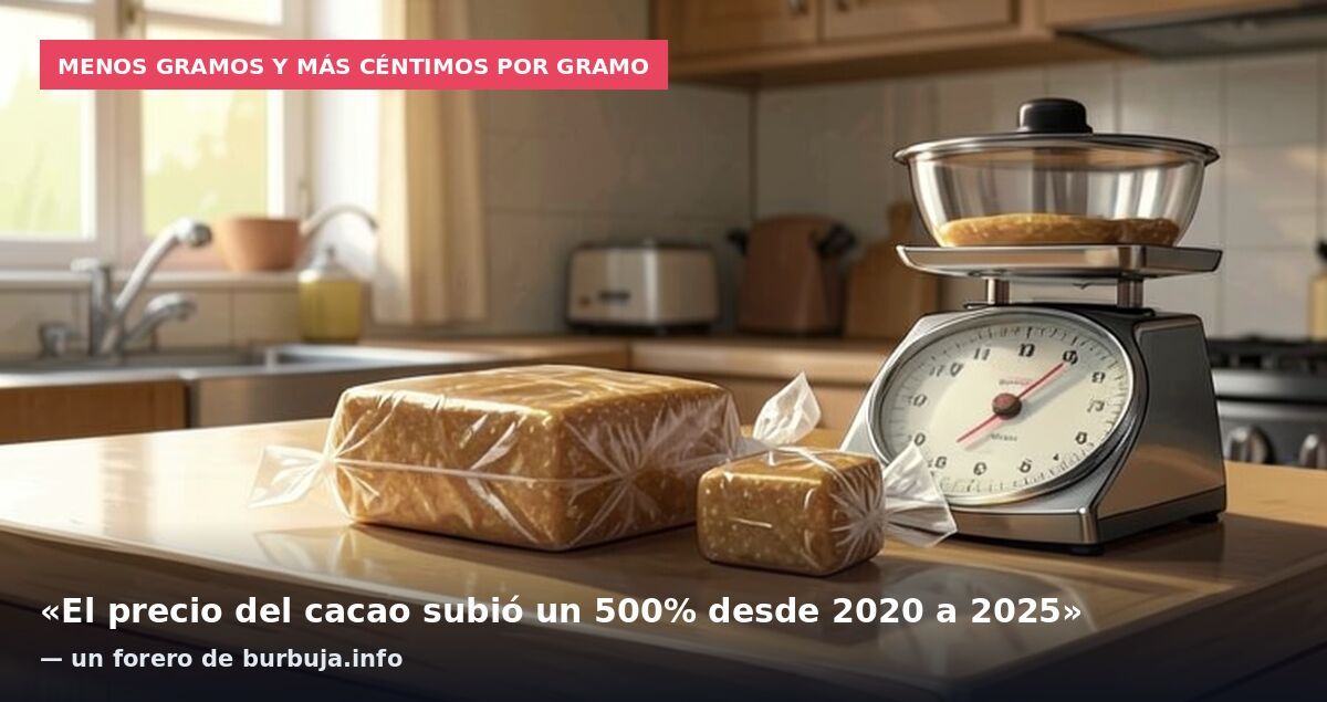 Menos gramos y más céntimos por gramo: «El precio del cacao subió un 500% desde 2020 a 2025» — un forero de burbuja.info