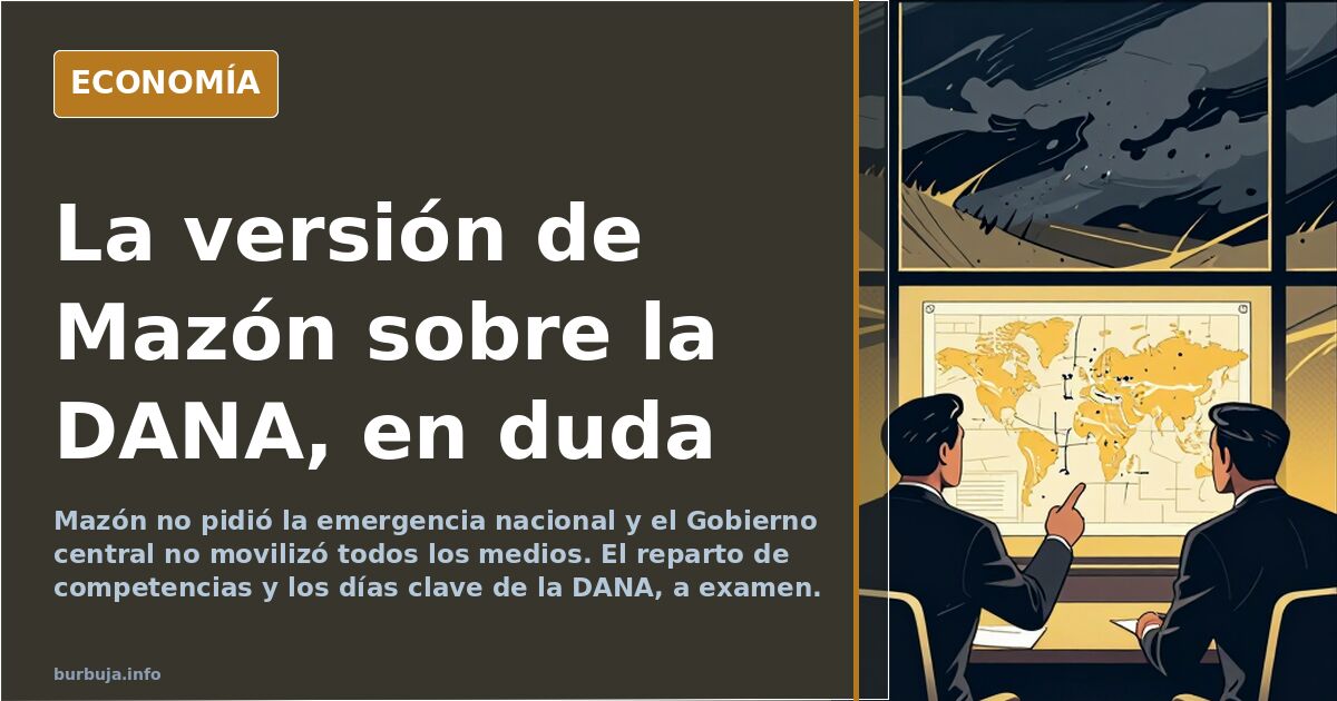 Ilustración editorial sobre la gestión de la DANA de Valencia y el reparto de competencias entre Gobierno central y Generalit