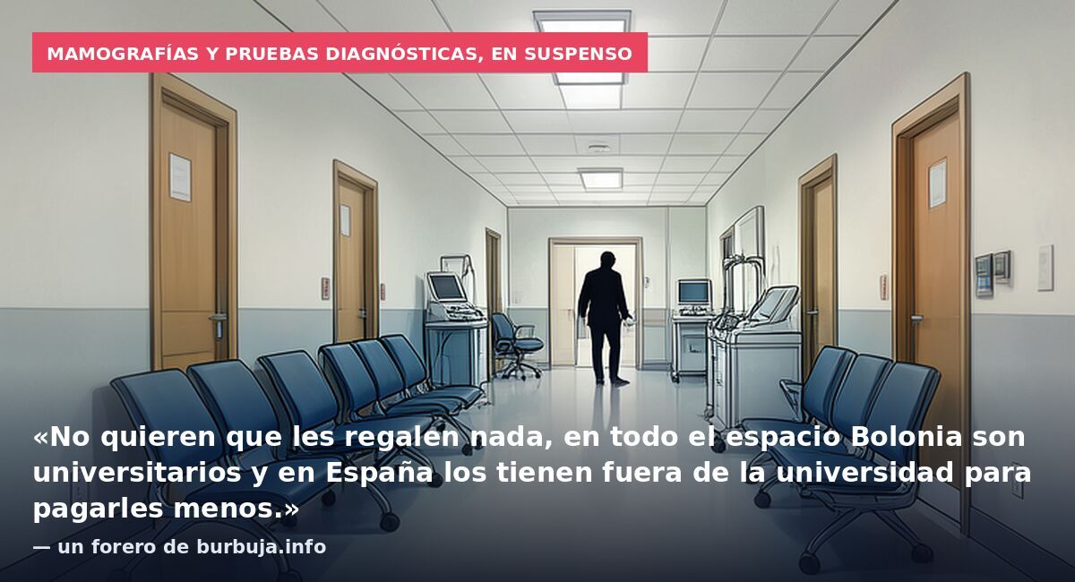 Mamografías y pruebas diagnósticas, en suspenso: «No quieren que les regalen nada, en todo el espacio Bolonia son universitarios y en España los tienen fuera de la universidad para pagarles menos.» — un forero de burbuja.info