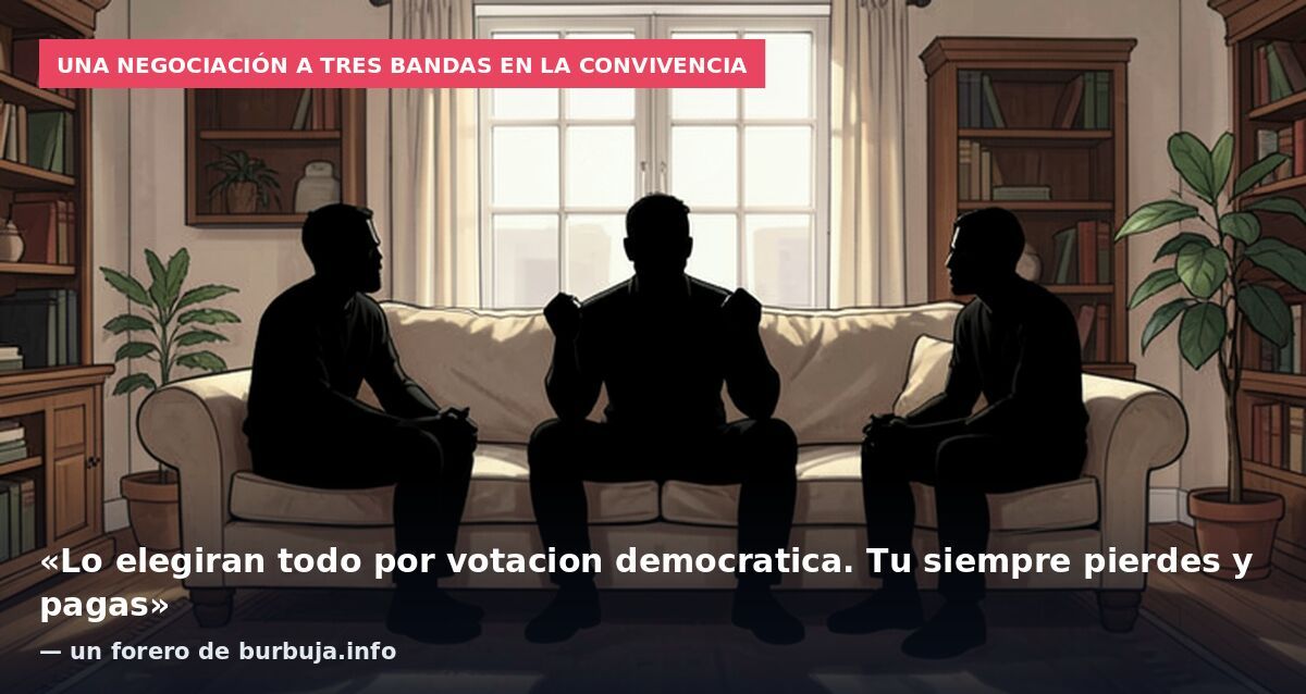 Una negociación a tres bandas en la convivencia: «Lo elegiran todo por votacion democratica. Tu siempre pierdes y pagas» — un forero de burbuja.info