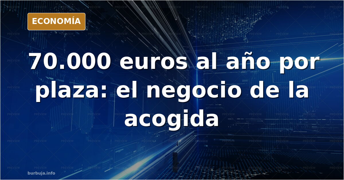 Ilustración editorial de un centro de acogida de menores con varias plazas y una cifra de coste anual destacada sobre fondo a