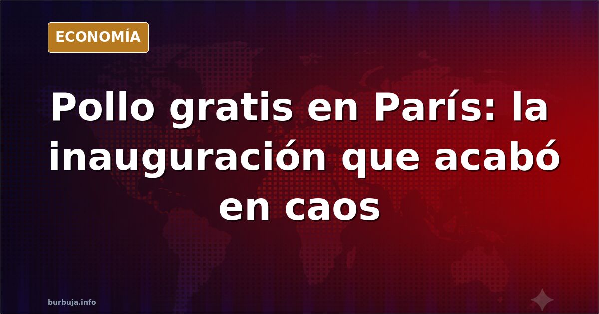 Multitud corriendo y empujándose en la inauguración de un restaurante de pollo frito en París con pollo gratis