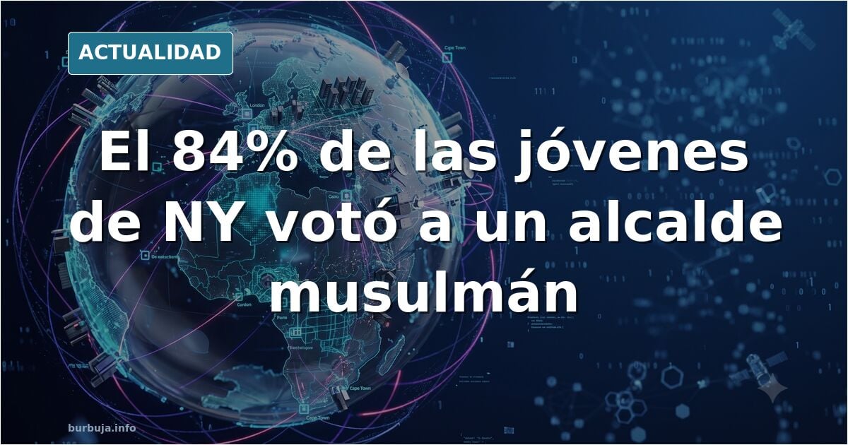 Urna electoral en Nueva York con papeletas y un gráfico de voto joven femenino en primer plano