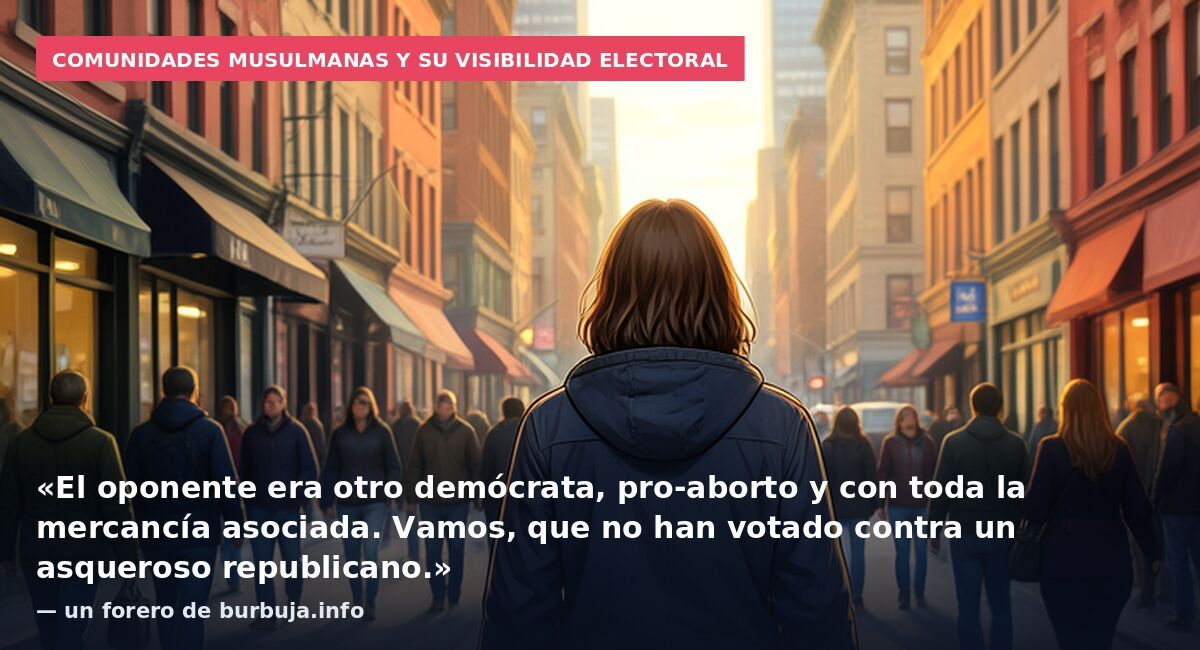Comunidades musulmanas y su visibilidad electoral: «El oponente era otro demócrata, pro-aborto y con toda la mercancía asociada. Vamos, que no han votado contra un asqueroso republicano.» — un forero de burbuja.info