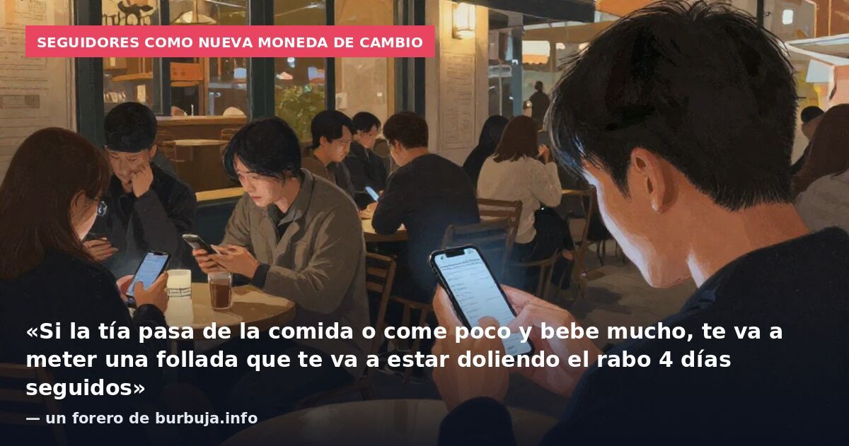 Seguidores como nueva moneda de cambio: «Si la tía pasa de la comida o come poco y bebe mucho, te va a meter una follada que te va a estar doliendo el rabo 4 días seguidos» — un forero de burbuja.info