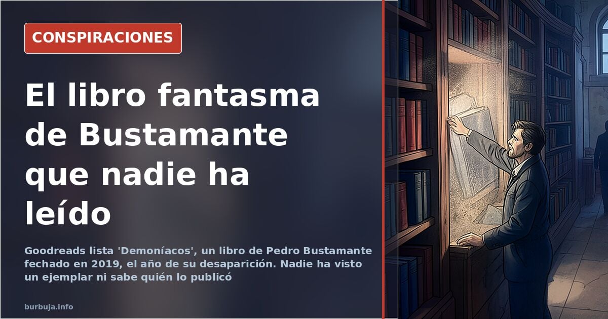 Portada de un libro inexistente atribuido a Pedro Bustamante junto a la ficha de Goodreads fechada en 2019