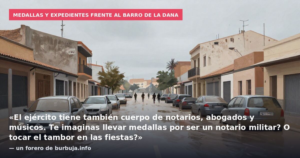 Medallas y expedientes frente al barro de la DANA: «El ejército tiene también cuerpo de notarios, abogados y músicos. Te imaginas llevar medallas por ser un notario militar? O tocar el tambor en las fiestas?» — un forero de burbuja.info