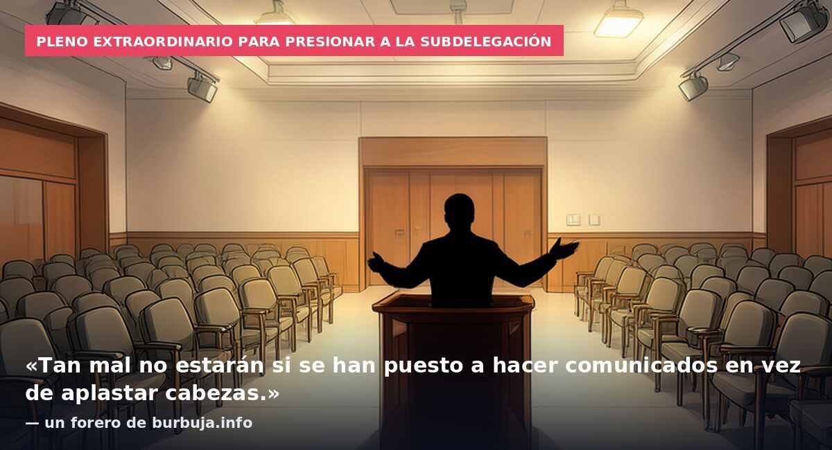 Pleno extraordinario para presionar a la Subdelegación: «Tan mal no estarán si se han puesto a hacer comunicados en vez de aplastar cabezas.» — un forero de burbuja.info