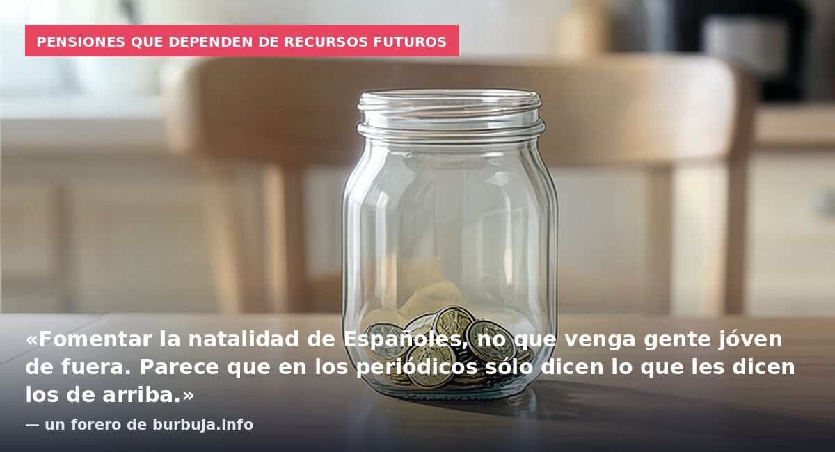 Pensiones que dependen de recursos futuros: «Fomentar la natalidad de Españoles, no que venga gente jóven de fuera. Parece que en los periódicos sólo dicen lo que les dicen los de arriba.» — un forero de burbuja.info