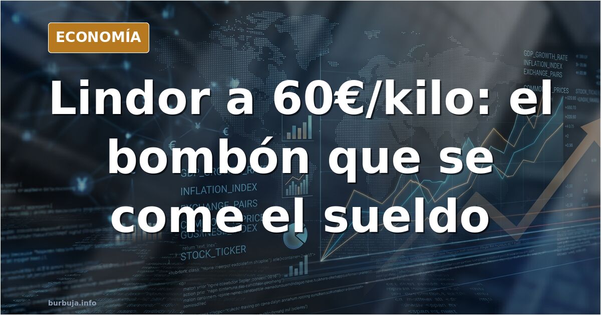 Bombones Lindor a granel en un puesto navideño con cartel de precio por kilo