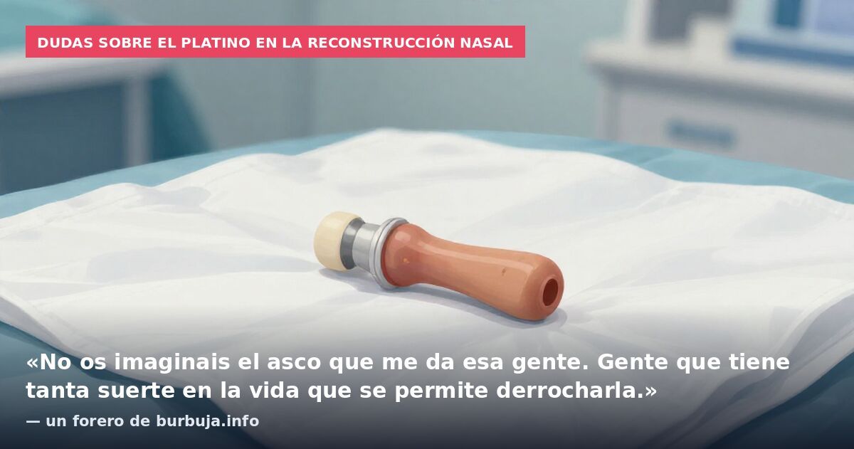 Dudas sobre el platino en la reconstrucción nasal: «No os imaginais el asco que me da esa gente. Gente que tiene tanta suerte en la vida que se permite derrocharla.» — un forero de burbuja.info