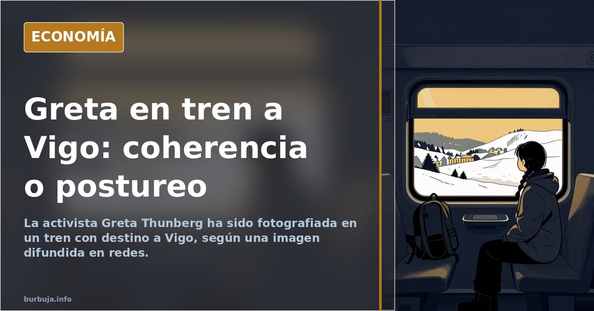 Greta Thunberg sentada en un tren con destino a Vigo, imagen que ha reavivado la polémica sobre su huella de carbono