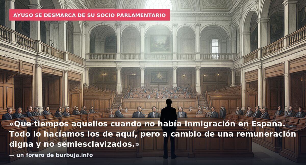 Ayuso se desmarca de su socio parlamentario: «Que tiempos aquellos cuando no había inmigración en España. Todo lo hacíamos los de aquí, pero a cambio de una remuneración digna y no semiesclavizados.» — un forero de burbuja.info