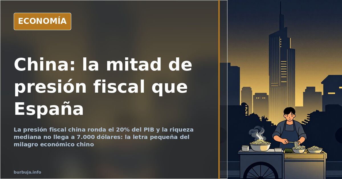 China: presión fiscal del 20% y riqueza mediana de 2.744$