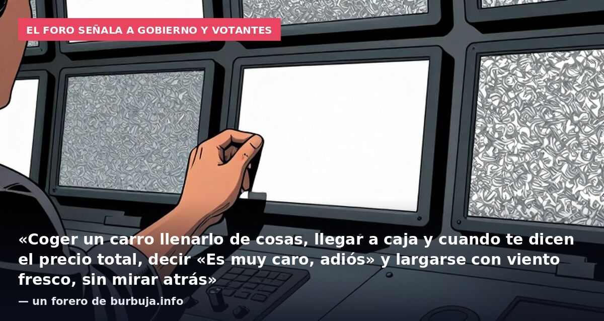El foro señala a Gobierno y votantes: «Coger un carro llenarlo de cosas, llegar a caja y cuando te dicen el precio total, decir «Es muy caro, adiós» y largarse con viento fresco, sin mirar atrás» — un forero de burbuja.info