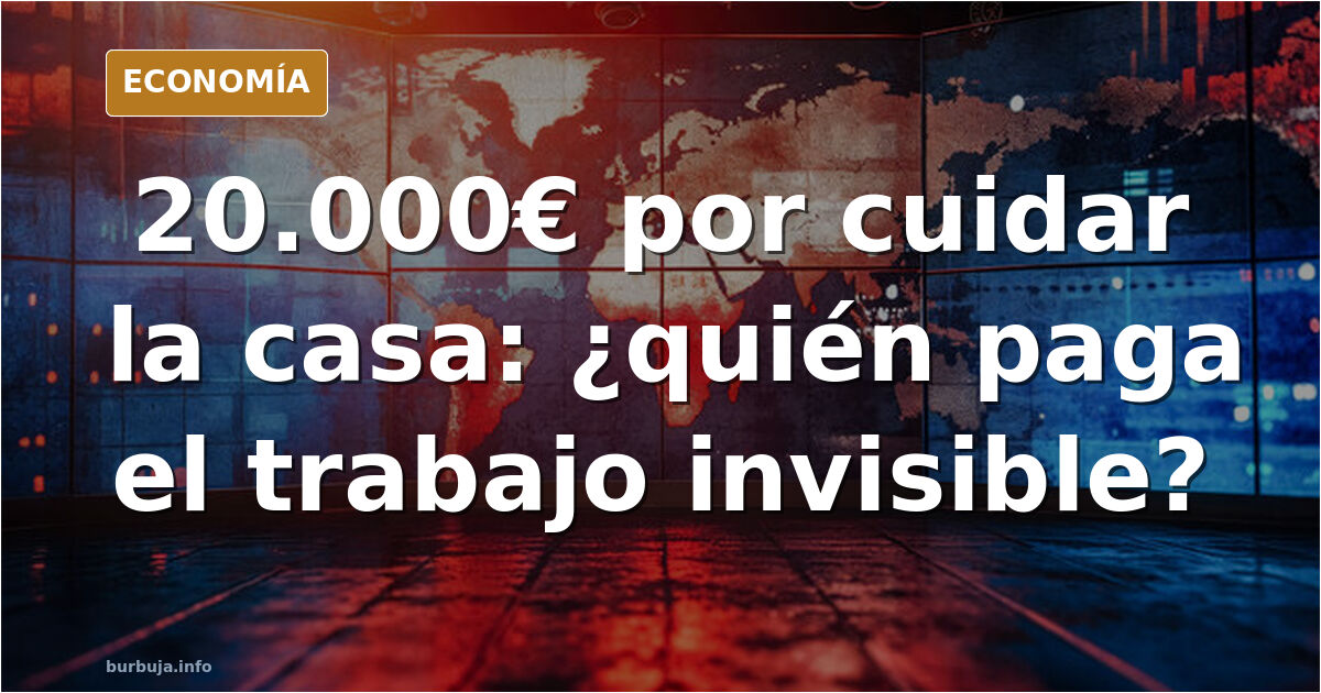 Ilustración editorial de una balanza con una casa y una nómina, símbolo de la indemnización por labores del hogar