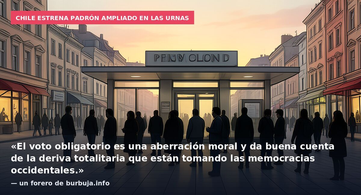 Chile estrena padrón ampliado en las urnas: «El voto obligatorio es una aberración moral y da buena cuenta de la deriva totalitaria que están tomando las memocracias occidentales.» — un forero de burbuja.info