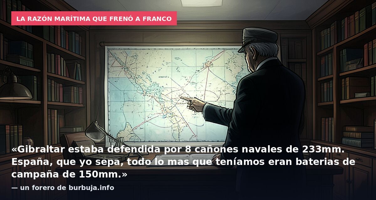 La razón marítima que frenó a Franco: «Gibraltar estaba defendida por 8 cañones navales de 233mm. España, que yo sepa, todo lo mas que teníamos eran baterias de campaña de 150mm.» — un forero de burbuja.info