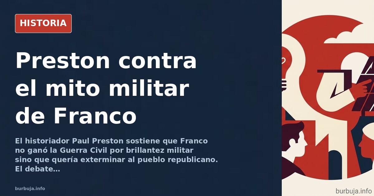Retrato del historiador Paul Preston junto a una imagen de Franco durante la Guerra Civil española