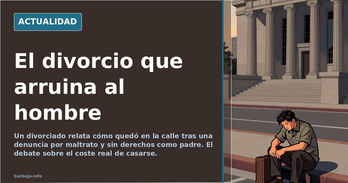 Hombre de mediana edad sentado en un banco con documentos de divorcio y pensión de alimentos