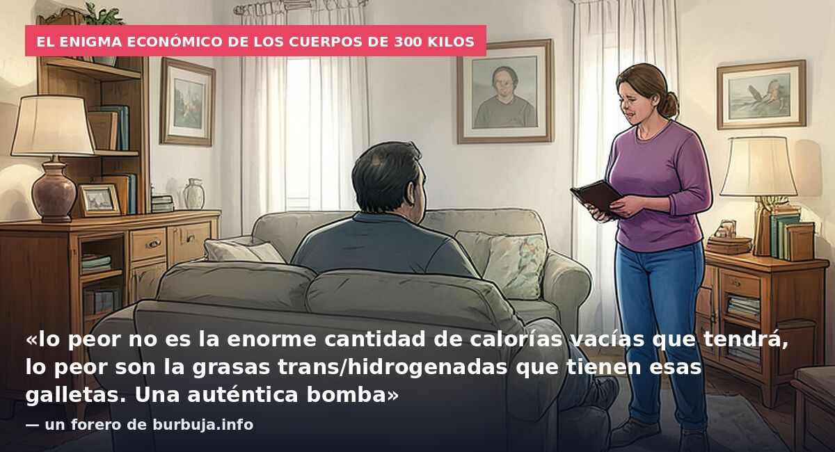 El enigma económico de los cuerpos de 300 kilos: «lo peor no es la enorme cantidad de calorías vacías que tendrá, lo peor son la grasas trans/hidrogenadas que tienen esas galletas. Una auténtica bomba» — un forero de burbuja.info
