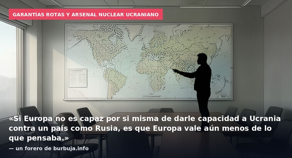Garantías rotas y arsenal nuclear ucraniano: «Si Europa no es capaz por si misma de darle capacidad a Ucrania contra un país como Rusia, es que Europa vale aún menos de lo que pensaba.» — un forero de burbuja.info