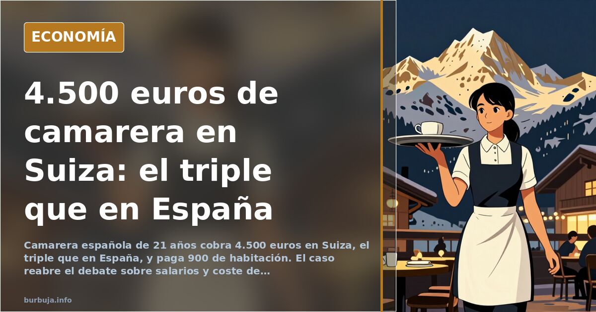 Camarera en Suiza: 4.500 euros y 900 de alquiler