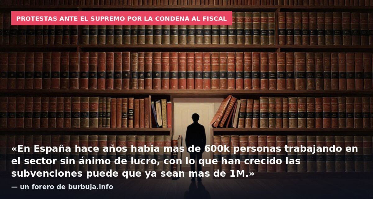 Protestas ante el Supremo por la condena al fiscal: «En España hace años habia mas de 600k personas trabajando en el sector sin ánimo de lucro, con lo que han crecido las subvenciones puede que ya sean mas de 1M.» — un forero de burbuja.info