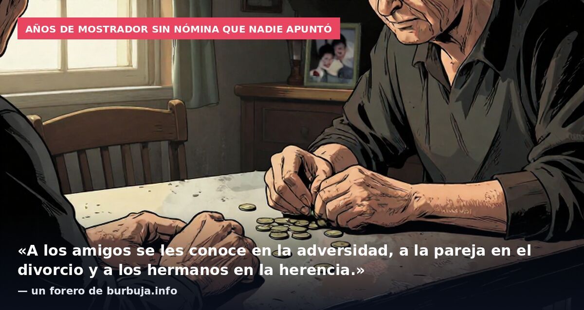 Años de mostrador sin nómina que nadie apuntó: «A los amigos se les conoce en la adversidad, a la pareja en el divorcio y a los hermanos en la herencia.» — un forero de burbuja.info