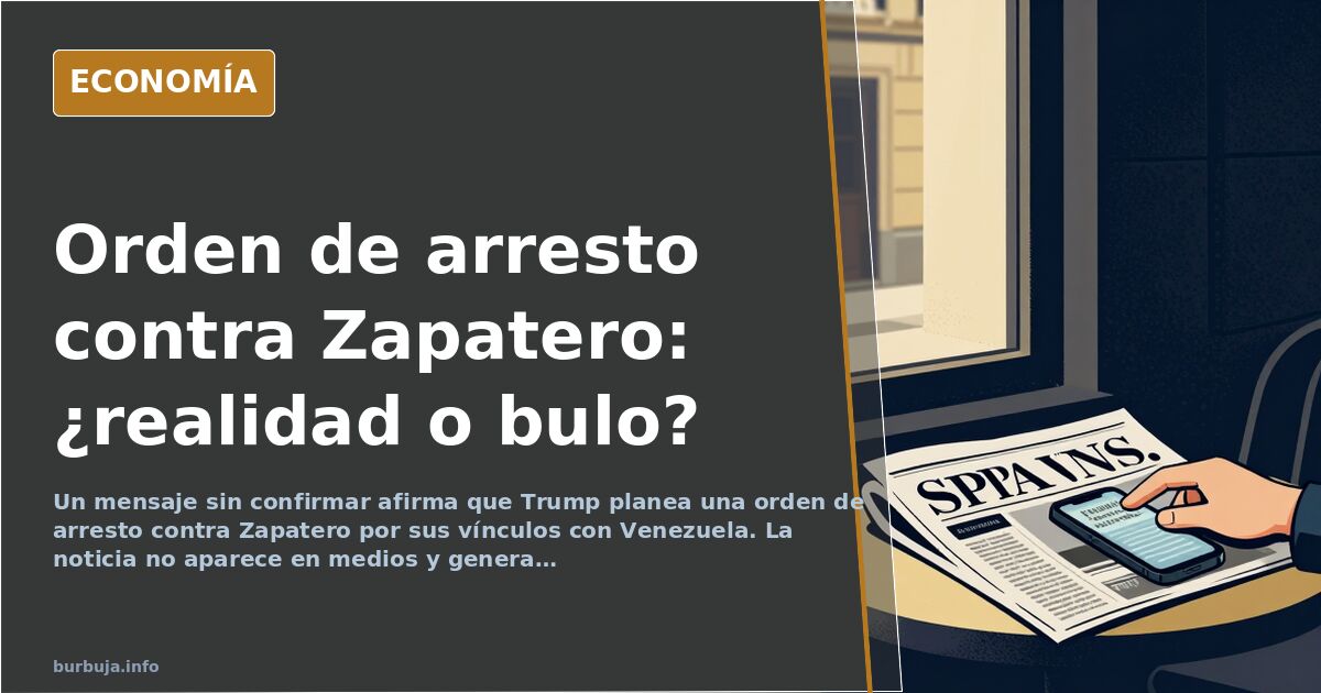 Ilustración editorial de un teléfono móvil mostrando un titular de última hora sobre una orden de arresto contra Zapatero, co