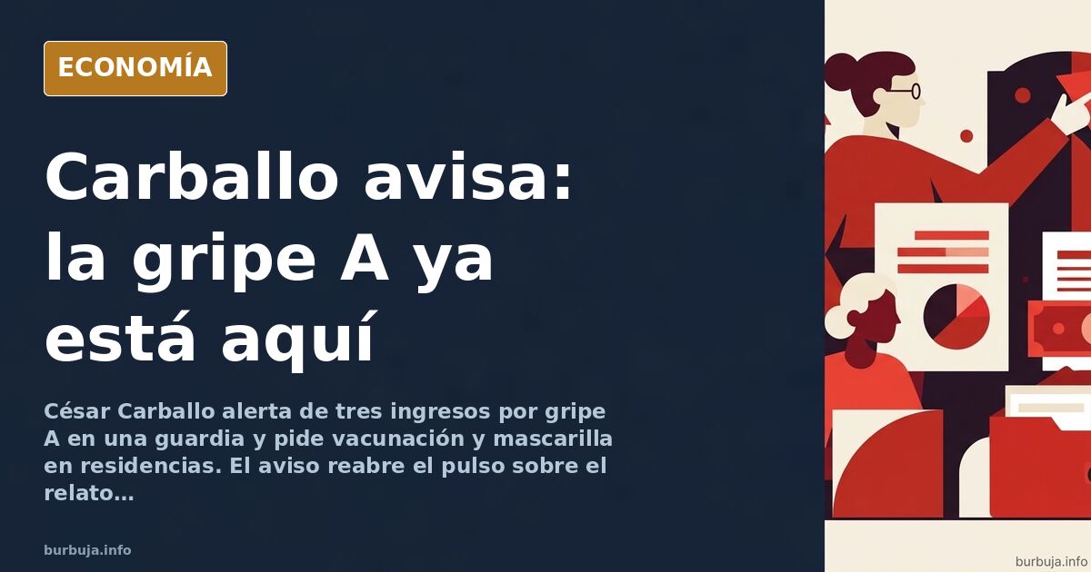 Ilustración editorial de un médico con mascarilla frente a una gráfica de ingresos hospitalarios por gripe A en temporada inv