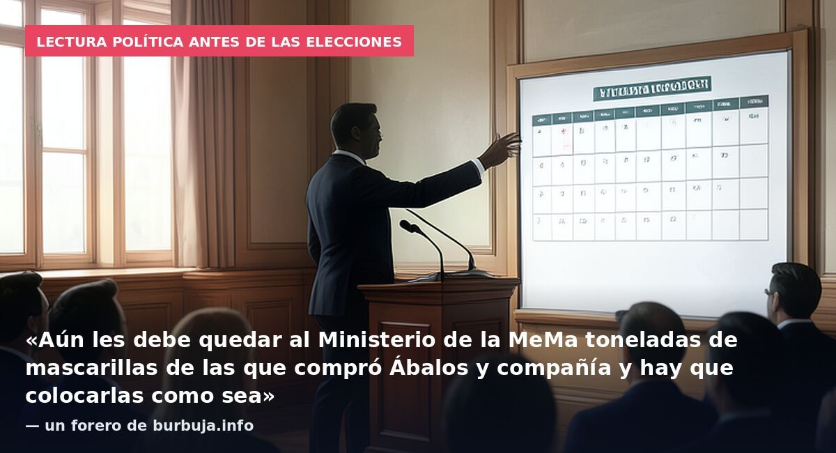 Lectura política antes de las elecciones: «Aún les debe quedar al Ministerio de la MeMa toneladas de mascarillas de las que compró Ábalos y compañía y hay que colocarlas como sea» — un forero de burbuja.info