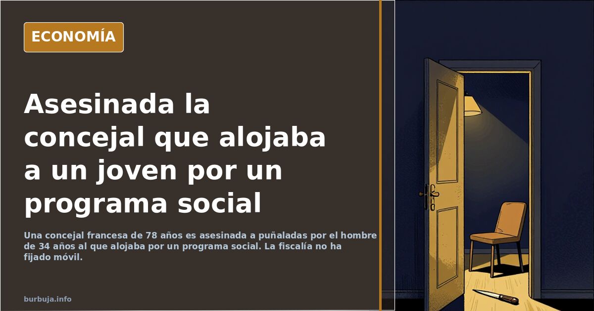 Ilustración editorial de una vivienda francesa con cinta policial y silueta de una concejal asesinada en Guérande