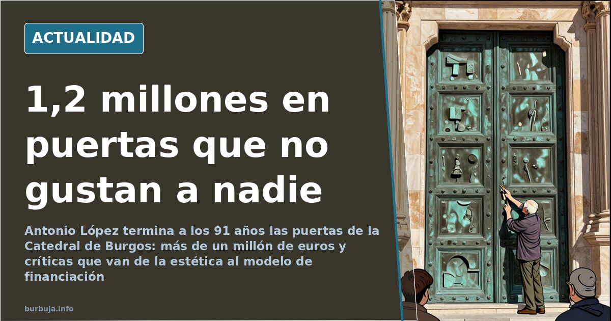 Puertas de bronce con relieves contemporáneos en la fachada gótica de la Catedral de Burgos