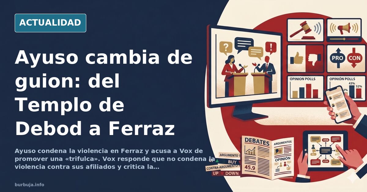 Ayuso condena la violencia en Ferraz y acusa a Vox de promover una «trifulca»