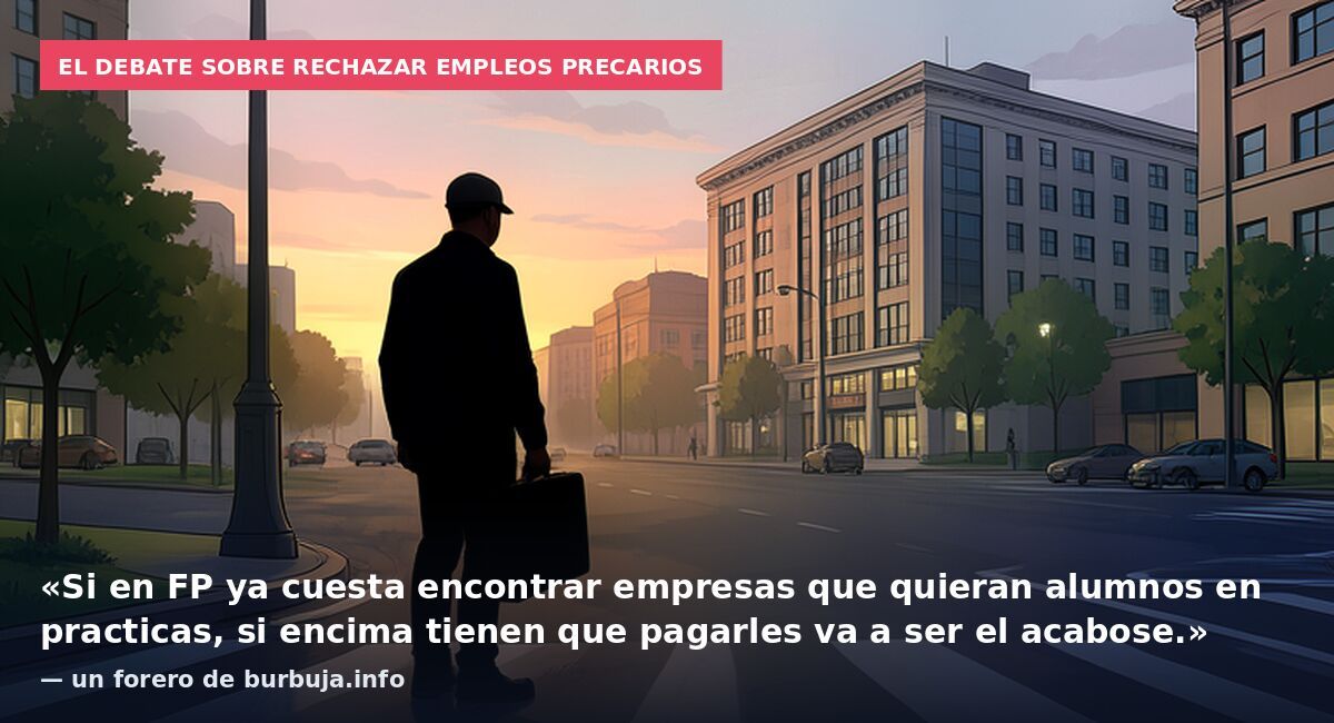 El debate sobre rechazar empleos precarios: «Si en FP ya cuesta encontrar empresas que quieran alumnos en practicas, si encima tienen que pagarles va a ser el acabose.» — un forero de burbuja.info