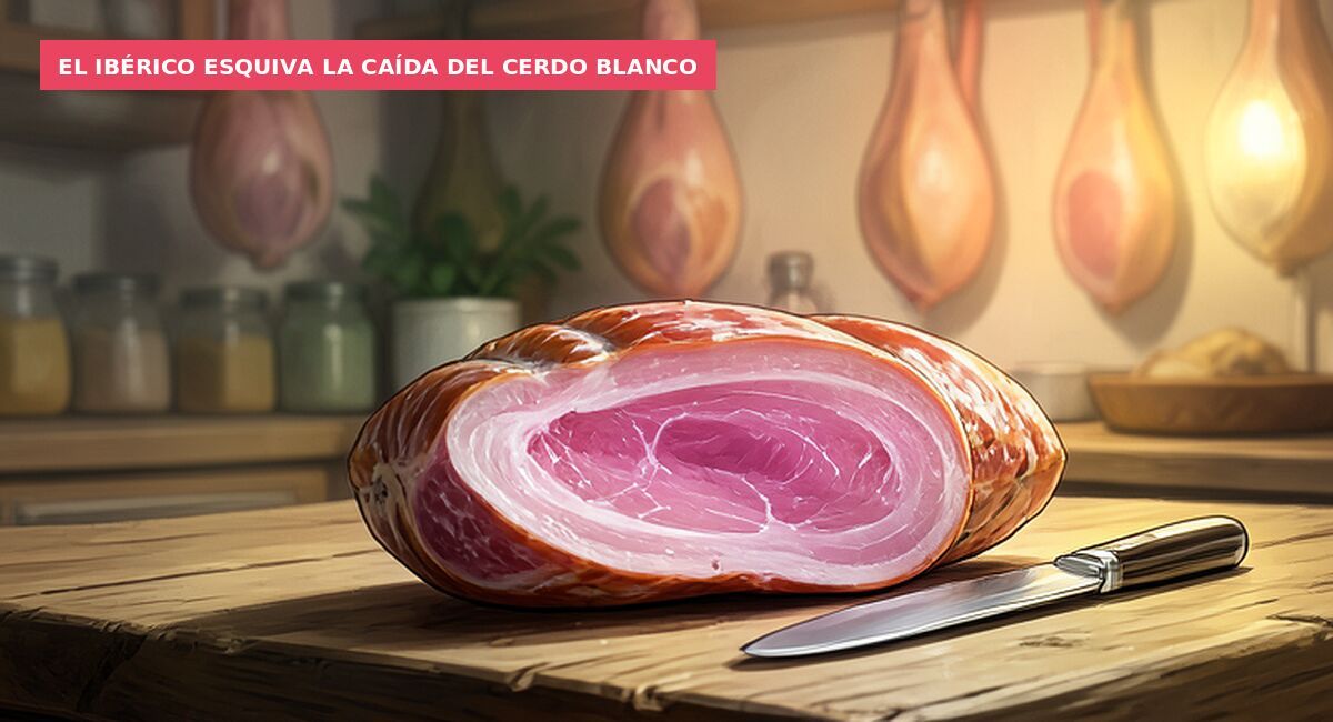 El ibérico esquiva la caída del cerdo blanco