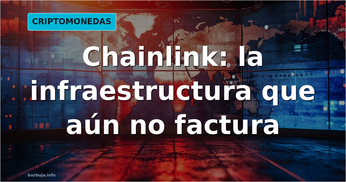 Red de nodos de blockchain iluminados en cian y violeta sobre fondo oscuro representando la infraestructura de Chainlink