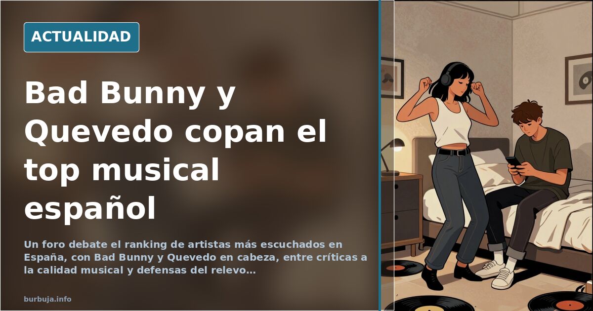 Ranking de artistas más escuchados en España en 2025 con Bad Bunny y Quevedo en las primeras posiciones