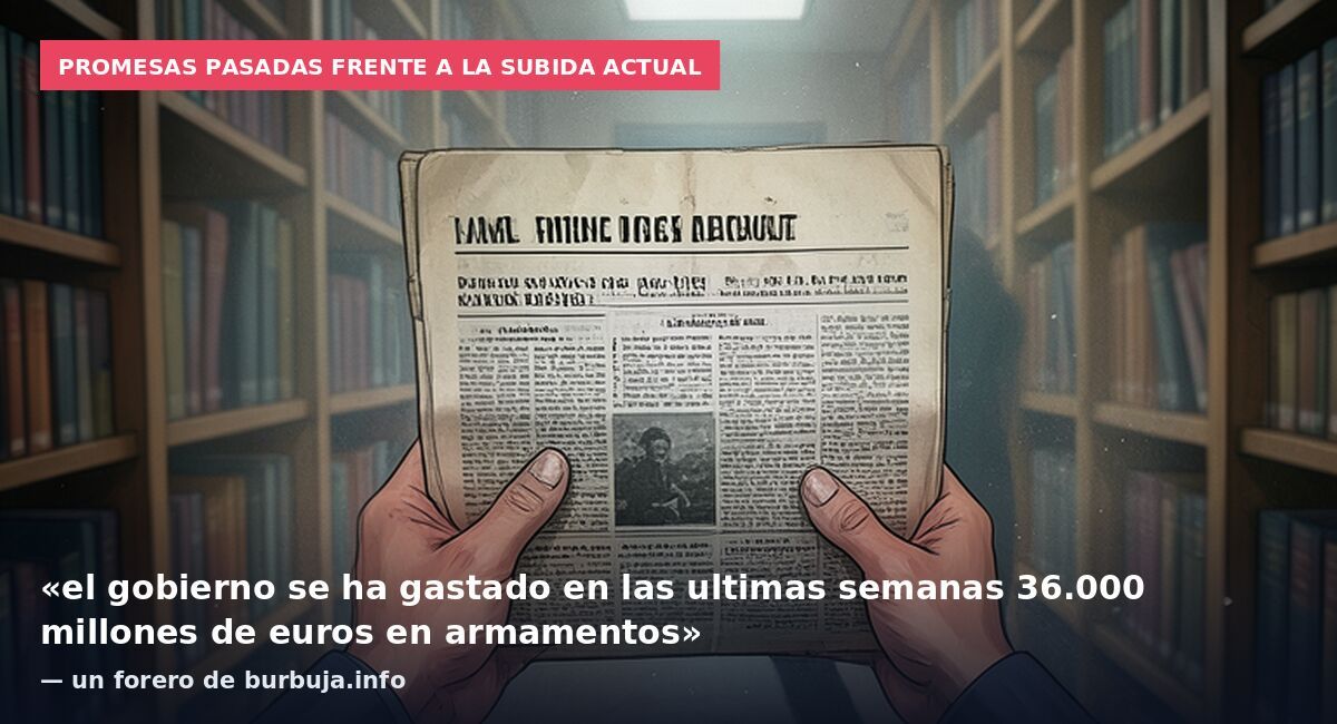 Promesas pasadas frente a la subida actual: «el gobierno se ha gastado en las ultimas semanas 36.000 millones de euros en armamentos» — un forero de burbuja.info