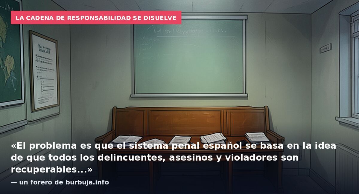 La cadena de responsabilidad se disuelve: «El problema es que el sistema penal español se basa en la idea de que todos los delincuentes, asesinos y violadores son recuperables...» — un forero de burbuja.info