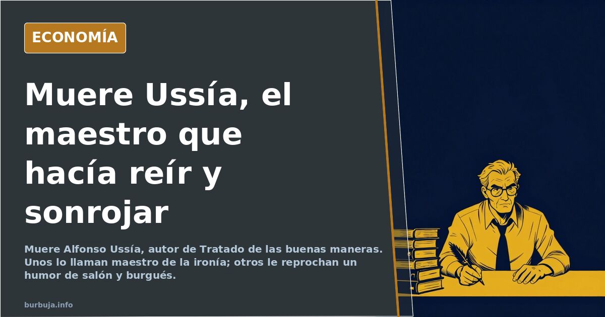 Ilustración editorial de un escritor costumbrista español de semblante irónico, guiño a Alfonso Ussía y su obra