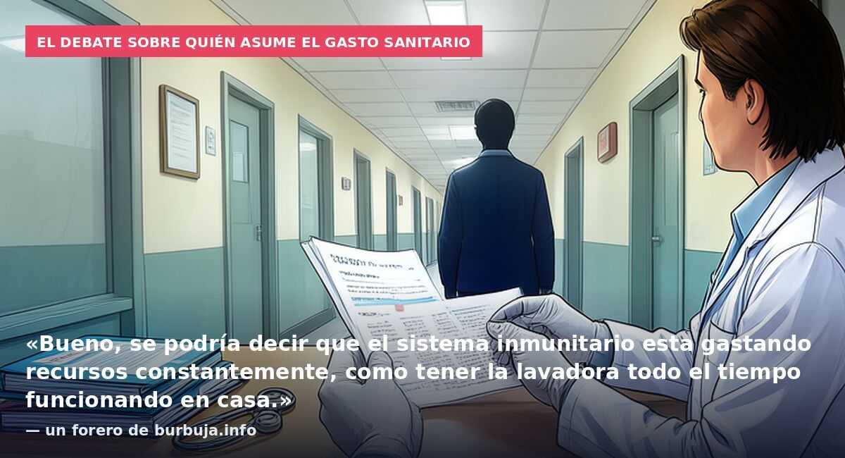 El debate sobre quién asume el gasto sanitario: «Bueno, se podría decir que el sistema inmunitario esta gastando recursos constantemente, como tener la lavadora todo el tiempo funcionando en casa.» — un forero de burbuja.info