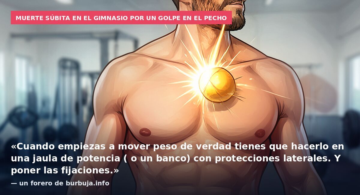 Muerte súbita en el gimnasio por un golpe en el pecho: «Cuando empiezas a mover peso de verdad tienes que hacerlo en una jaula de potencia ( o un banco) con protecciones laterales. Y poner las fijaciones.» — un forero de burbuja.info