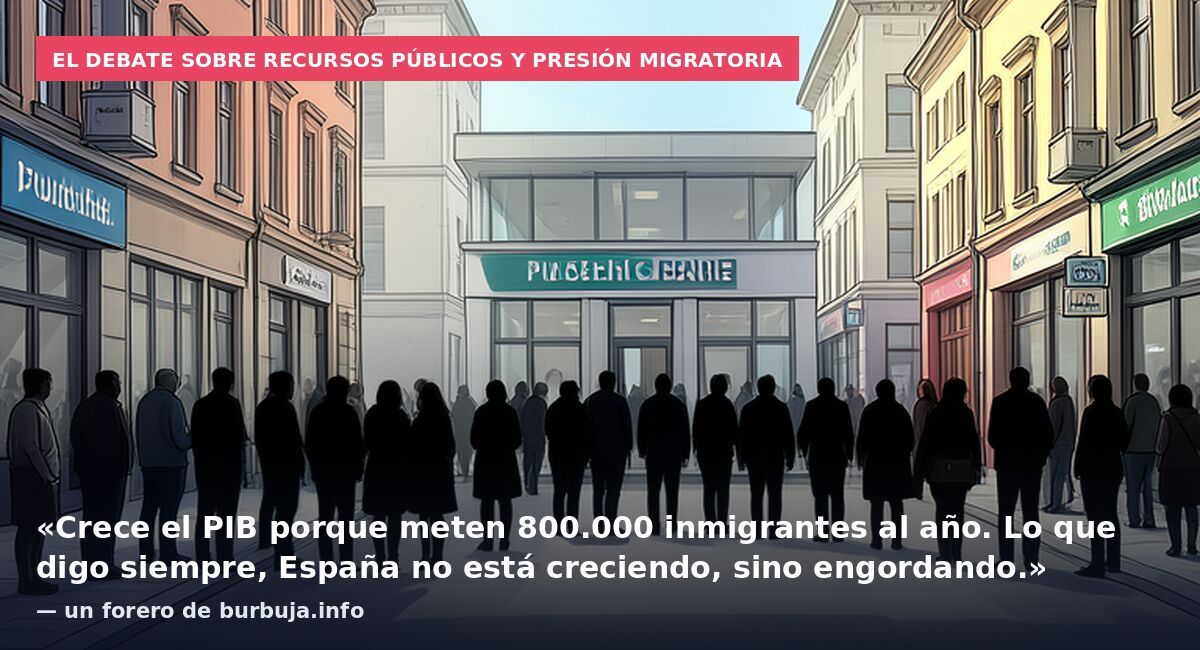 El debate sobre recursos públicos y presión migratoria: «Crece el PIB porque meten 800.000 inmigrantes al año. Lo que digo siempre, España no está creciendo, sino engordando.» — un forero de burbuja.info